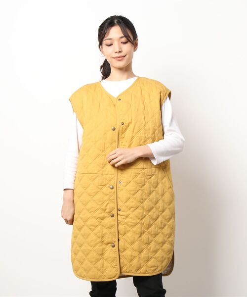 note et silence (ノートエシロンス)の「【 AMB100貨 】80サテンxリバティ ロングベスト(ベスト・レディース・ネイビー/マスタード・FREE)」の8枚目の写真