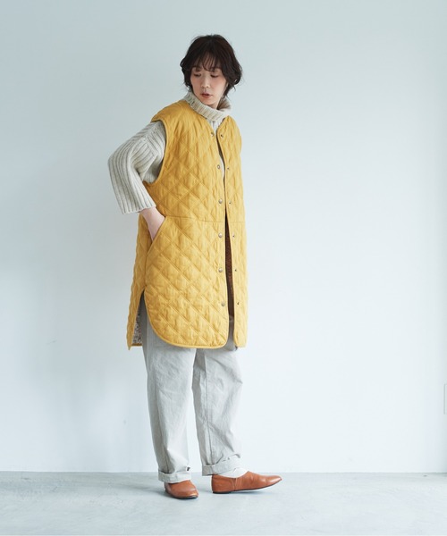 note et silence (ノートエシロンス)の「【 AMB100貨 】80サテンxリバティ ロングベスト(ベスト・レディース・ネイビー/マスタード・FREE)」の17枚目の写真