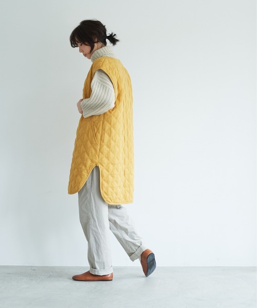 note et silence (ノートエシロンス)の「【 AMB100貨 】80サテンxリバティ ロングベスト(ベスト・レディース・ネイビー/マスタード・FREE)」の15枚目の写真