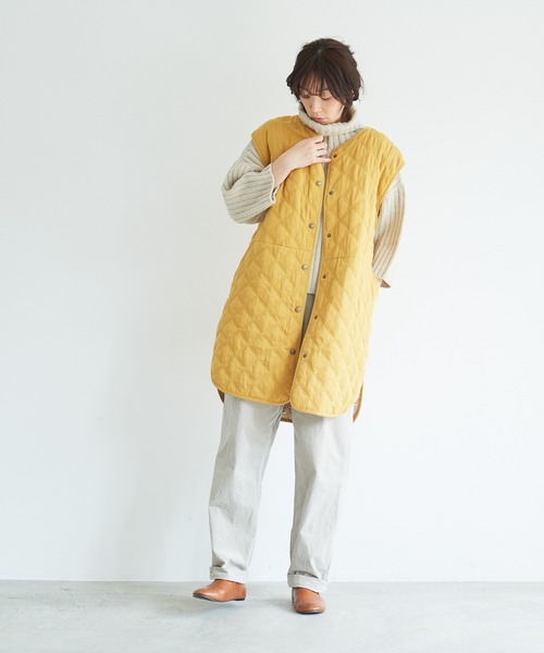 note et silence (ノートエシロンス)の「【 AMB100貨 】80サテンxリバティ ロングベスト(ベスト・レディース・ネイビー/マスタード・FREE)」の12枚目の写真