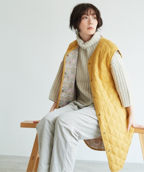 note et silence (ノートエシロンス)の「【 AMB100貨 】80サテンxリバティ ロングベスト(ベスト・レディース・ネイビー/マスタード・FREE)」の19枚目の写真