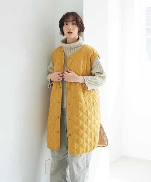 note et silence (ノートエシロンス)の「【 AMB100貨 】80サテンxリバティ ロングベスト(ベスト・レディース・ネイビー/マスタード・FREE)」の20枚目の写真