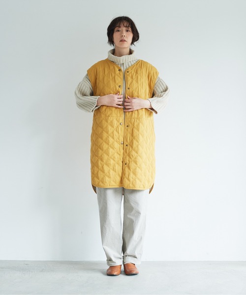 note et silence (ノートエシロンス)の「【 AMB100貨 】80サテンxリバティ ロングベスト(ベスト・レディース・ネイビー/マスタード・FREE)」の9枚目の写真