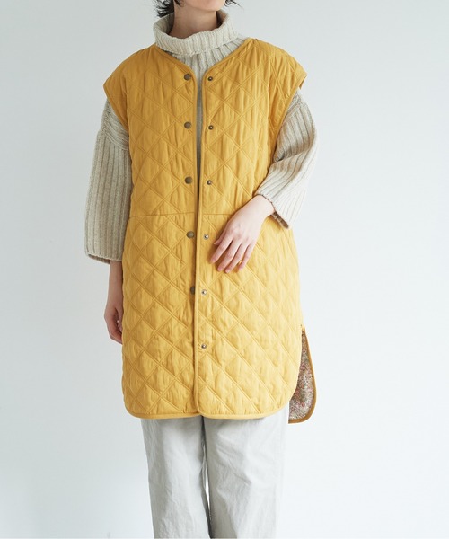 note et silence (ノートエシロンス)の「【 AMB100貨 】80サテンxリバティ ロングベスト(ベスト・レディース・ネイビー/マスタード・FREE)」の10枚目の写真