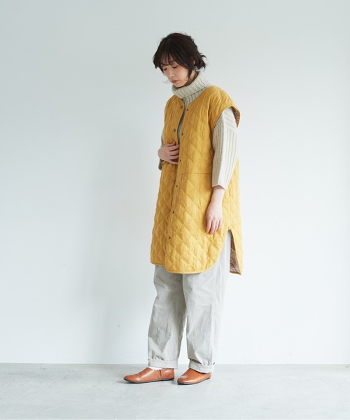 note et silence (ノートエシロンス)の「【 AMB100貨 】80サテンxリバティ ロングベスト(ベスト・レディース・ネイビー/マスタード・FREE)」の13枚目の写真