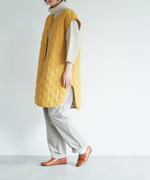 note et silence (ノートエシロンス)の「【 AMB100貨 】80サテンxリバティ ロングベスト(ベスト・レディース・ネイビー/マスタード・FREE)」の14枚目の写真