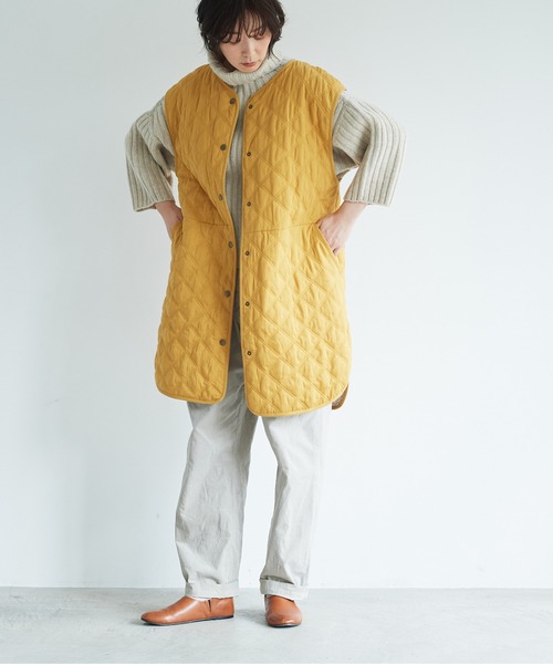 note et silence (ノートエシロンス)の「【 AMB100貨 】80サテンxリバティ ロングベスト(ベスト・レディース・ネイビー/マスタード・FREE)」の11枚目の写真