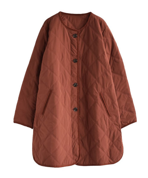 zootie（ズーティー）の「BASIC キルティング［ノーカラーコート］（ノーカラーコート・レディース・ブラック/ベージュ/チャコール/テラコッタ/カーキ・M/L）」の8枚目の写真