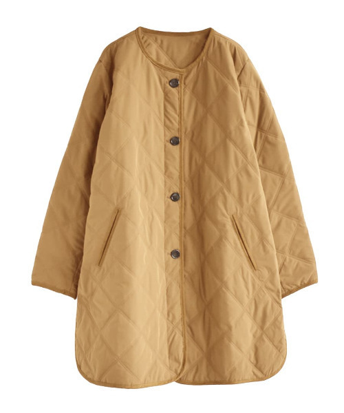 zootie（ズーティー）の「BASIC キルティング［ノーカラーコート］（ノーカラーコート・レディース・ブラック/ベージュ/チャコール/テラコッタ/カーキ・M/L）」の9枚目の写真