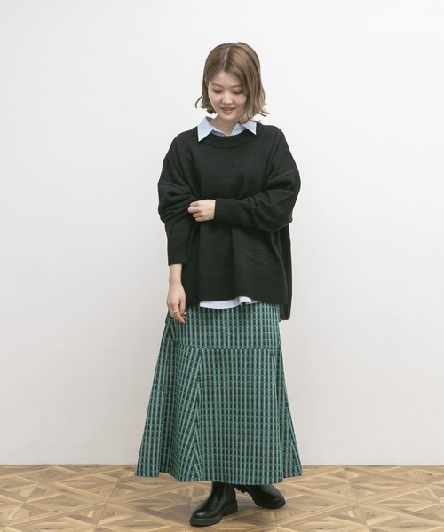 UR Lab.（アーバンリサーチラボ）の「モールチェックマーメイドスカート（スカート・レディース・ブラウン/グリーン・38/36）」の9枚目の写真