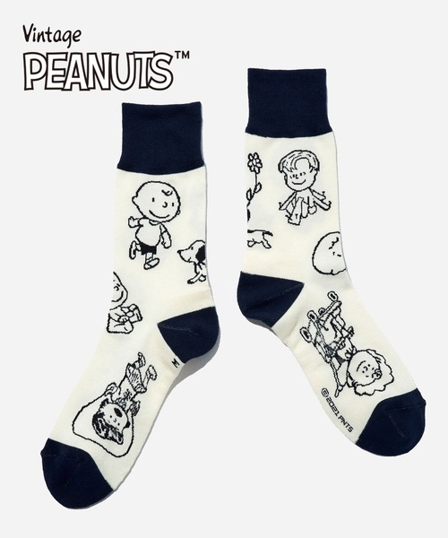 CHICSTOCKS（シックストックス）の「SNOOPY×CHICSTOCKS［1950s］（ソックス/靴下・レディース・アイボリー/ダークグレー・SMALL/MEDIUM/LARGE）」の2枚目の写真