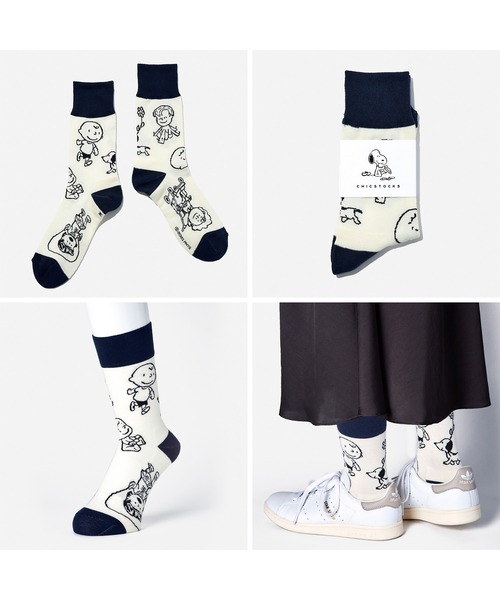CHICSTOCKS（シックストックス）の「SNOOPY×CHICSTOCKS［1950s］（ソックス/靴下・レディース・アイボリー/ダークグレー・SMALL/MEDIUM/LARGE）」の6枚目の写真
