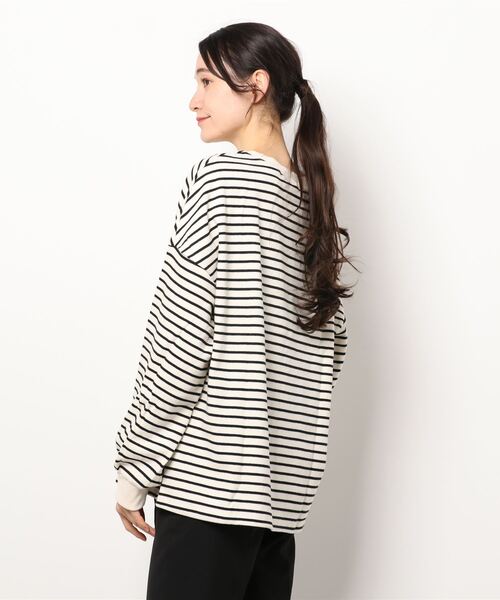 LE MORE（リモア）の「ボーダールーズスウェット（スウェット・レディース・ブラック/グリーン/ピンク・FREE）」の5枚目の写真