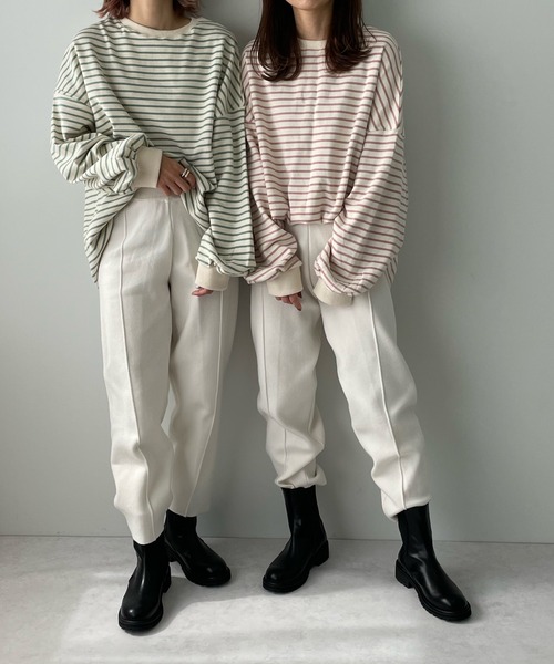 LE MORE（リモア）の「ボーダールーズスウェット（スウェット・レディース・ブラック/グリーン/ピンク・FREE）」の7枚目の写真