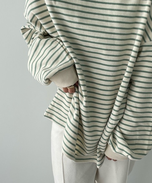 LE MORE（リモア）の「ボーダールーズスウェット（スウェット・レディース・ブラック/グリーン/ピンク・FREE）」の10枚目の写真