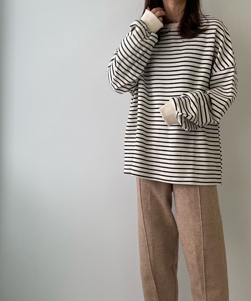 LE MORE（リモア）の「ボーダールーズスウェット（スウェット・レディース・ブラック/グリーン/ピンク・FREE）」の15枚目の写真