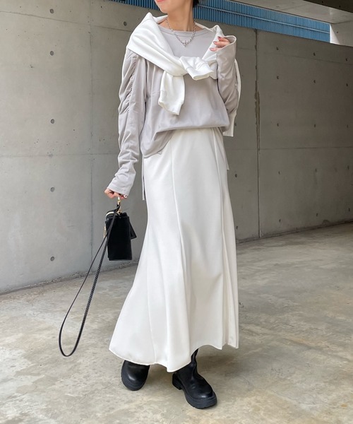 DouDou（ドゥドゥ）の「袖ギャザープルオーバー（Tシャツ/カットソー・レディース・ホワイト/ブラック/グレー・FREE）」の16枚目の写真