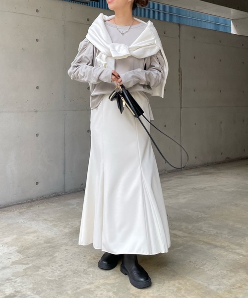 DouDou（ドゥドゥ）の「袖ギャザープルオーバー（Tシャツ/カットソー・レディース・ホワイト/ブラック/グレー・FREE）」の17枚目の写真