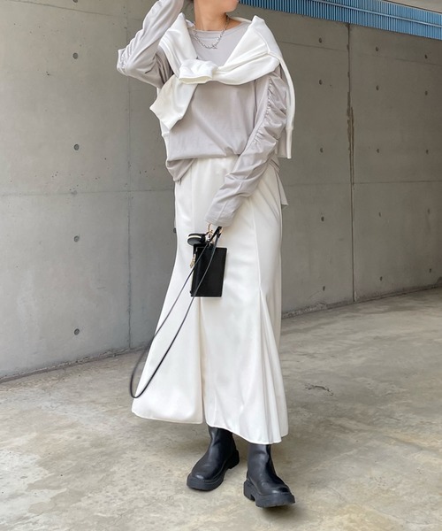 DouDou（ドゥドゥ）の「袖ギャザープルオーバー（Tシャツ/カットソー・レディース・ホワイト/ブラック/グレー・FREE）」の18枚目の写真