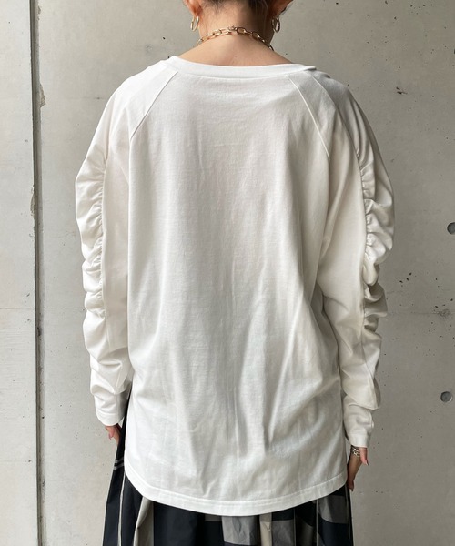 DouDou（ドゥドゥ）の「袖ギャザープルオーバー（Tシャツ/カットソー・レディース・ホワイト/ブラック/グレー・FREE）」の10枚目の写真