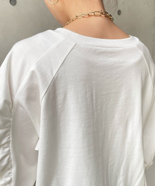 DouDou（ドゥドゥ）の「袖ギャザープルオーバー（Tシャツ/カットソー・レディース・ホワイト/ブラック/グレー・FREE）」の11枚目の写真