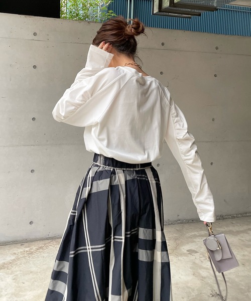 DouDou（ドゥドゥ）の「袖ギャザープルオーバー（Tシャツ/カットソー・レディース・ホワイト/ブラック/グレー・FREE）」の7枚目の写真