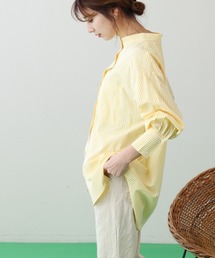 frames RAY CASSIN | WEB限定 カラーストライプバンドカラーオーバーシャツ(シャツ/ブラウス)