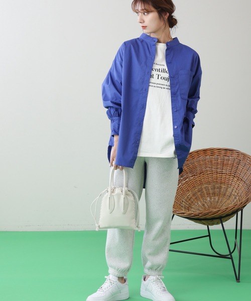 frames RAY CASSIN（フレームスレイカズン）の「WEB限定 カラーストライプバンドカラーオーバーシャツ（シャツ/ブラウス・レディース・ブルー/イエロー×グリーン/イエロー/ネイビー/ピンク/ライトグリーン・FREE）」の17枚目の写真