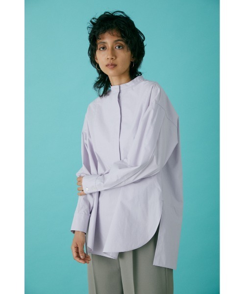 BLACK BY MOUSSY（ブラックバイマウジー）の「band collar shirt（バンドカラーシャツ）（シャツ/ブラウス・レディース・ホワイト/ライトパープル・FREE）」の12枚目の写真