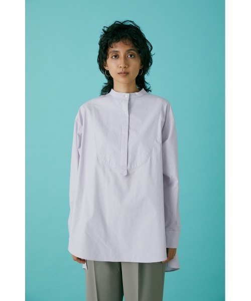 BLACK BY MOUSSY（ブラックバイマウジー）の「band collar shirt（バンドカラーシャツ）（シャツ/ブラウス・レディース・ホワイト/ライトパープル・FREE）」の7枚目の写真