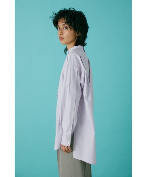 BLACK BY MOUSSY（ブラックバイマウジー）の「band collar shirt（バンドカラーシャツ）（シャツ/ブラウス・レディース・ホワイト/ライトパープル・FREE）」の3枚目の写真