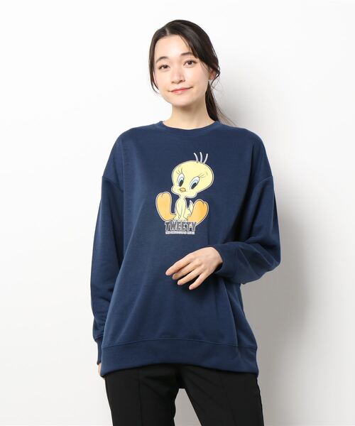 ACCOMMODE（アコモデ）の「ルーニー・テューンズ /ポンチBIGクルートレーナー（ウィメンズ）（スウェット・レディース・ベージュ/ネイビー・L）」の8枚目の写真