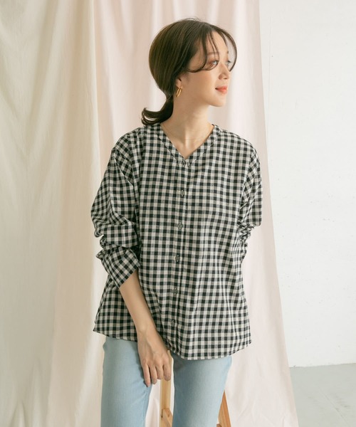 URBAN RESEARCH DOORS(アーバンリサーチドアーズ)の「ギンガムフレアブラウス(シャツ/ブラウス・レディース・ブラック/グレー・1)」の10枚目の写真