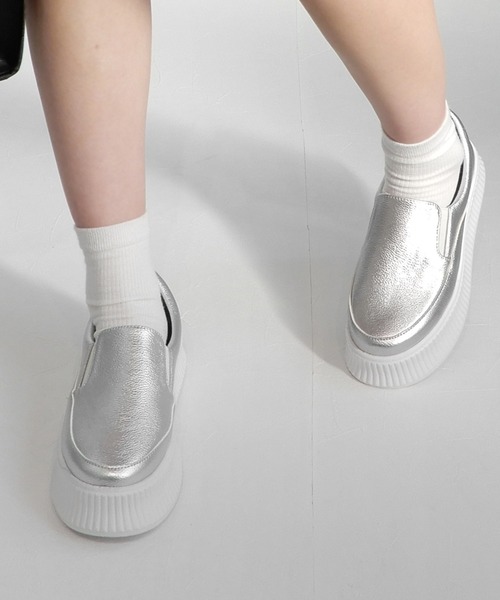 minia（ミニア）の「トラックソールスリッポン　◇（スニーカー・レディース・ホワイト/シルバー/ブラック/パイソン/ブラック系その他・L/M/LL/S）」の15枚目の写真