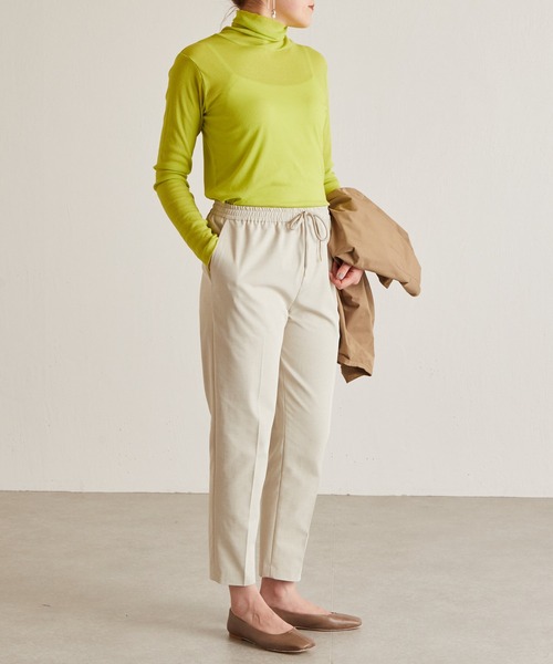 BEARDSLEY（ビアズリー）の「3サイズ展開 麻混トラックパンツ（その他パンツ・レディース・ライトベージュ/ブラック・1/2/0）」の8枚目の写真