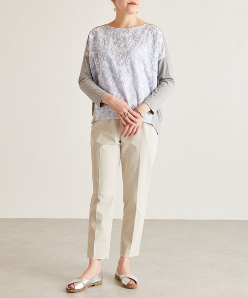 BEARDSLEY（ビアズリー）の「3サイズ展開 麻混トラックパンツ（その他パンツ・レディース・ライトベージュ/ブラック・1/2/0）」の11枚目の写真