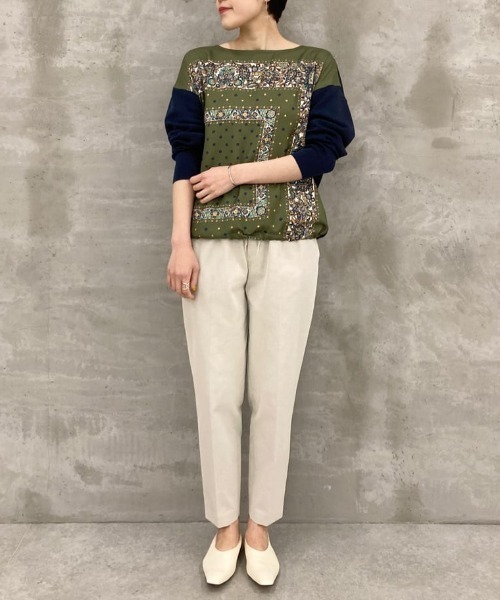 BEARDSLEY（ビアズリー）の「3サイズ展開 麻混トラックパンツ（その他パンツ・レディース・ライトベージュ/ブラック・1/2/0）」の5枚目の写真