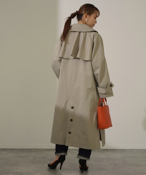 AULI（アウリィ）の「【低身長向けサイズ】ステンカラーコート（ステンカラーコート・レディース・ベージュ/ネイビー/ブルー・S/XS）」の21枚目の写真