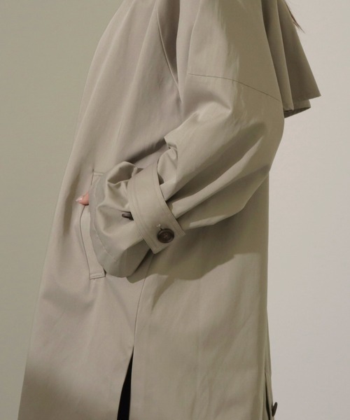 AULI（アウリィ）の「【低身長向けサイズ】ステンカラーコート（ステンカラーコート・レディース・ベージュ/ネイビー/ブルー・S/XS）」の14枚目の写真