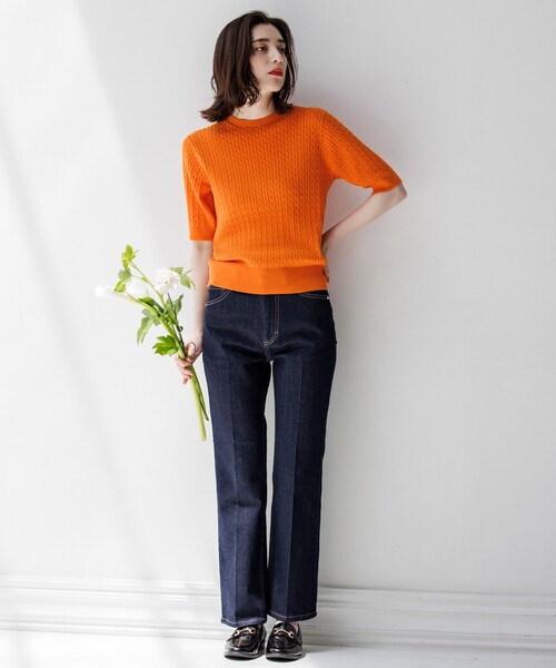 OPAQUE.CLIP（オペークドットクリップ）の「◆リサイクルコットンデニム 202 FLARE【WEB限定サイズ】（デニムパンツ・レディース・ダークネイビー/ネイビー/アイボリー/ナチュラル・36/38/34/42/40）」の22枚目の写真