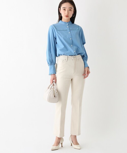 OPAQUE.CLIP（オペークドットクリップ）の「◆リサイクルコットンデニム 202 FLARE【WEB限定サイズ】（デニムパンツ・レディース・ダークネイビー/ネイビー/アイボリー/ナチュラル・36/38/34/42/40）」の6枚目の写真