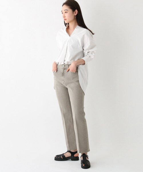 OPAQUE.CLIP（オペークドットクリップ）の「◆リサイクルコットンデニム 202 FLARE【WEB限定サイズ】（デニムパンツ・レディース・ダークネイビー/ネイビー/アイボリー/ナチュラル・36/38/34/42/40）」の13枚目の写真