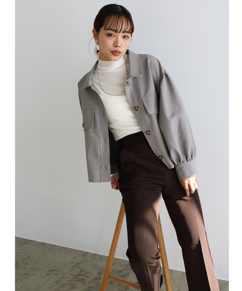 GeeRA（ジーラ）の「ボリュームスリーブフラップジャケット（その他アウター・レディース・グリーン/グレー・MEDIUM）」の4枚目の写真