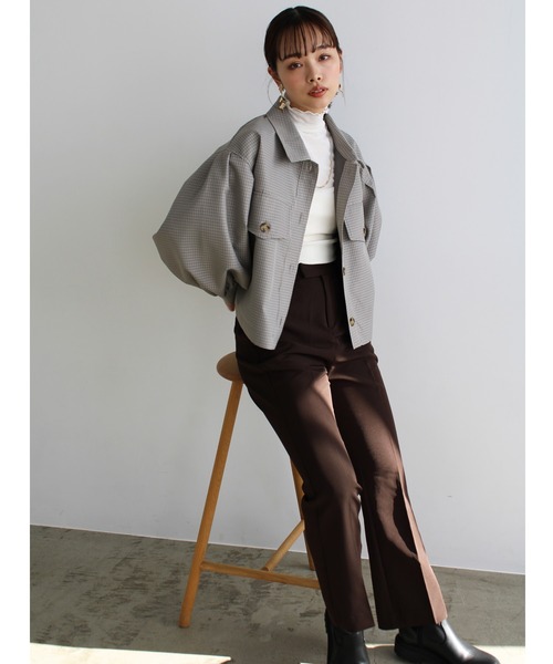 GeeRA（ジーラ）の「ボリュームスリーブフラップジャケット（その他アウター・レディース・グリーン/グレー・MEDIUM）」の6枚目の写真