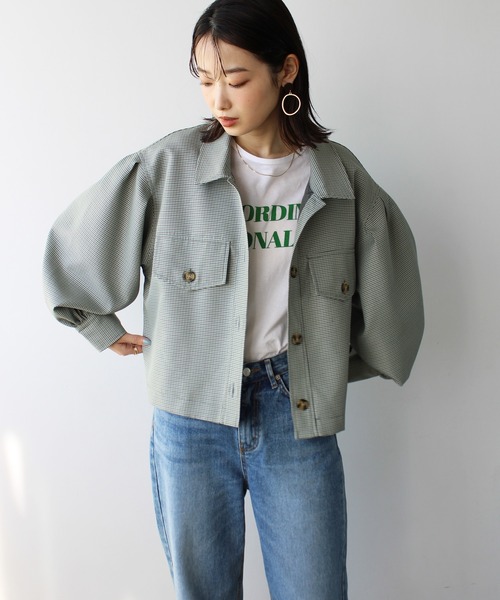 GeeRA（ジーラ）の「ボリュームスリーブフラップジャケット（その他アウター・レディース・グリーン/グレー・MEDIUM）」の10枚目の写真