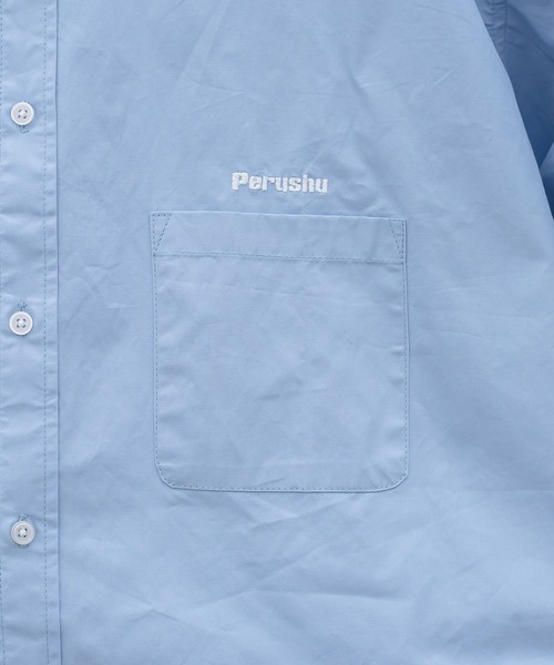Perushu(ペルーシュ)の「オーバーサイズ刺繍シャツ(シャツ/ブラウス・メンズ・ピンク/ライトグリーン/ホワイト/ブルー・MEDIUM/LARGE)」の8枚目の写真