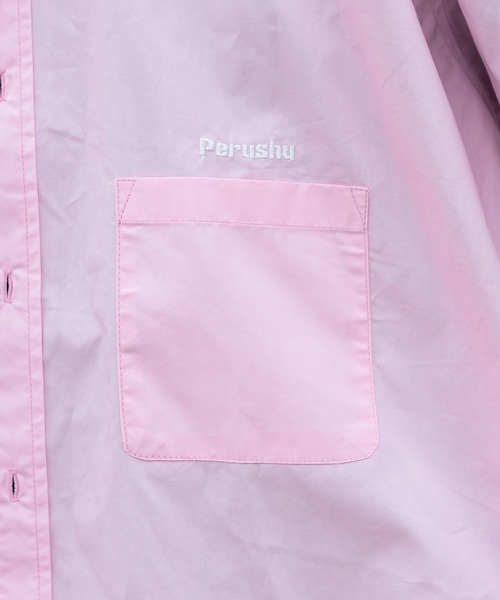 Perushu(ペルーシュ)の「オーバーサイズ刺繍シャツ(シャツ/ブラウス・メンズ・ピンク/ライトグリーン/ホワイト/ブルー・MEDIUM/LARGE)」の19枚目の写真