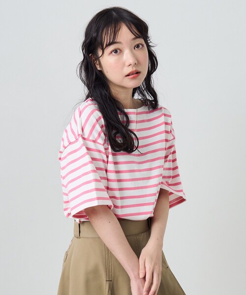 FREAK'S STORE(フリークスストア)の「カラーボーダーバスク半袖Tシャツ(Tシャツ/カットソー・レディース・サックスブルー/イエロー/オレンジ/アイボリー/ナチュラル・フリ-)」の9枚目の写真