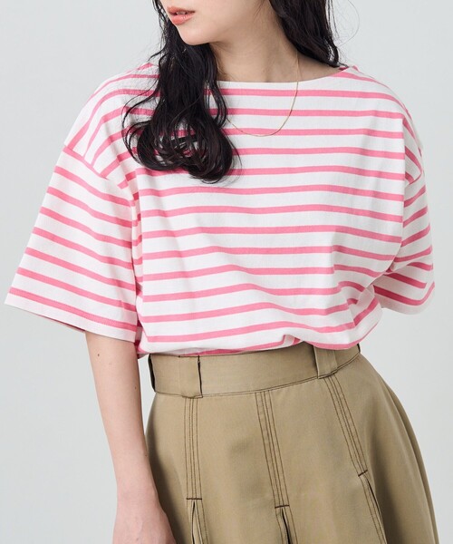 FREAK'S STORE(フリークスストア)の「カラーボーダーバスク半袖Tシャツ(Tシャツ/カットソー・レディース・サックスブルー/イエロー/オレンジ/アイボリー/ナチュラル・フリ-)」の17枚目の写真