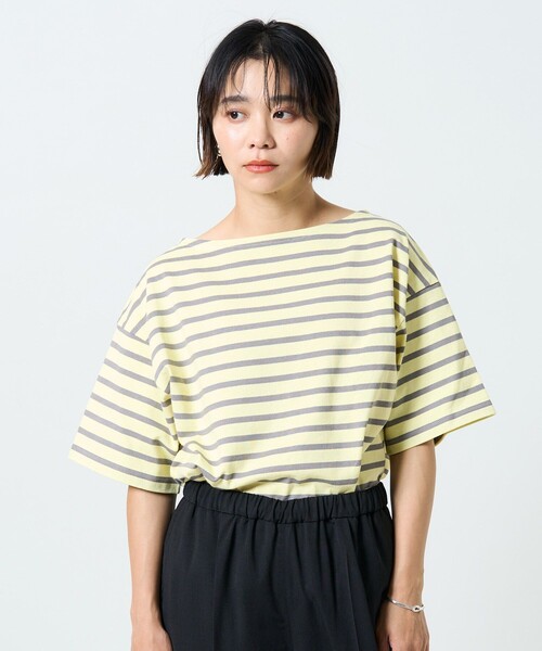 FREAK'S STORE(フリークスストア)の「カラーボーダーバスク半袖Tシャツ(Tシャツ/カットソー・レディース・サックスブルー/イエロー/オレンジ/アイボリー/ナチュラル・フリ-)」の6枚目の写真